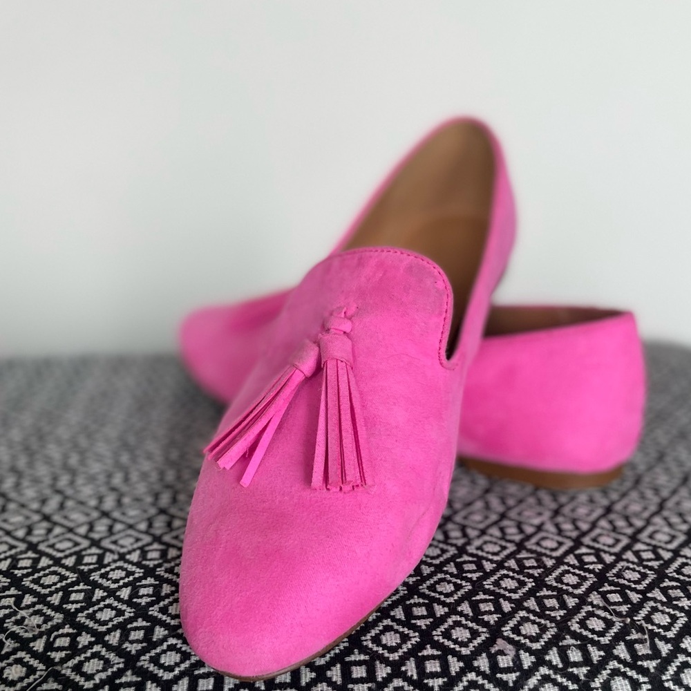 J Crew size & Tassle Smoking loafers tulip color hot pink size 8